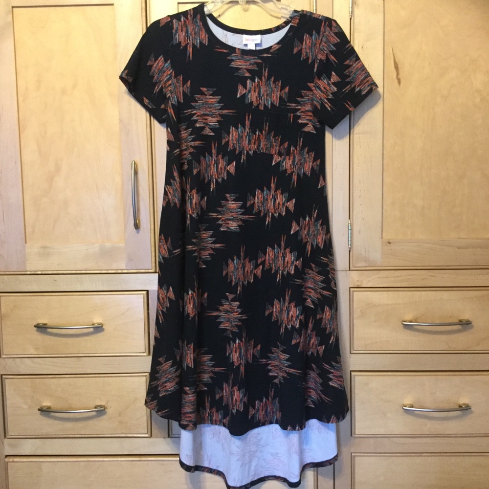 XXS LuLaRoe CARLY 36" dress Black orange Green